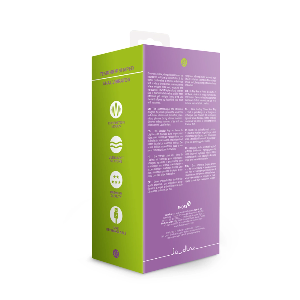 Loveline by Shots Analni vibrator u obliku suze - prozirno ljubičasta slika 3