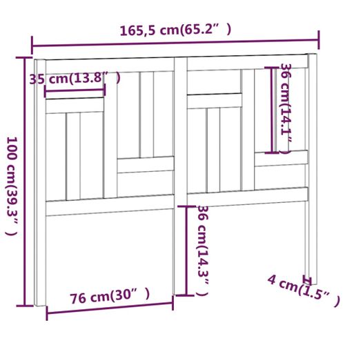 Uzglavlje za krevet boja meda 165,5x4x100 cm masivna borovina slika 6