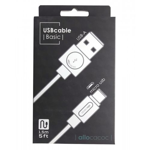 ALLOCACOC Flat USB kabl microUSB, duž.1,5m, beli 10452WT/USBMBC slika 2