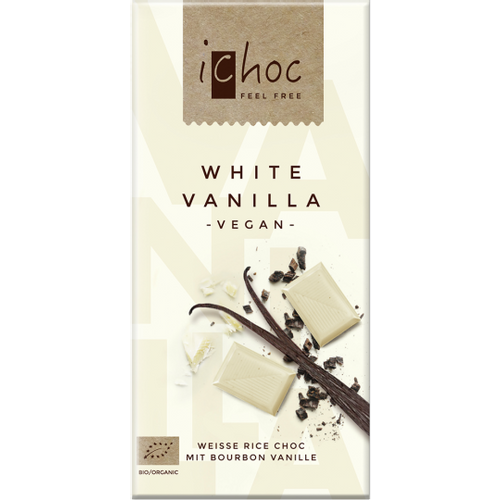 iChoc Čokolada bijela & vanilija BIO 80g slika 1