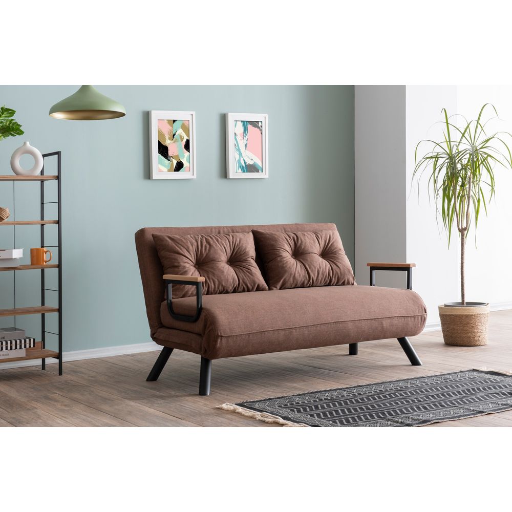 Sando 2-Seater - Svijetlo smeđi dvosjed koji se pretvara u krevet slika 2