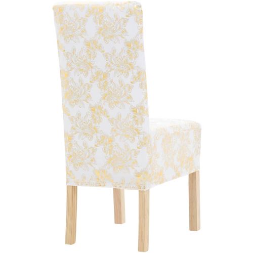 Navlake za stolice 4 kom rastezljive bijele sa zlatnim uzorkom slika 14