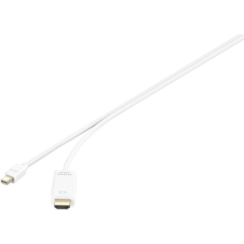 Renkforce Mini-DisplayPort / HDMI adapterski kabel Mini DisplayPort utikač, HDMI A utikač 5.00 m bijela RF-3697530 pozlaćeni kontakti DisplayPort kabel slika 1