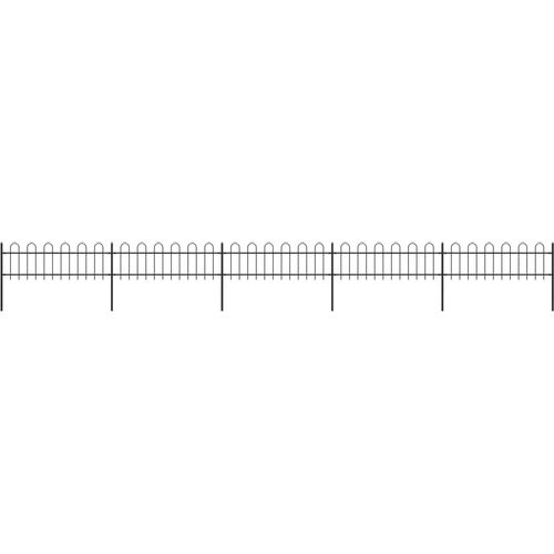 Vrtna ograda s ukrasnim lukovima čelična 8,5 x 0,6 m crna slika 6