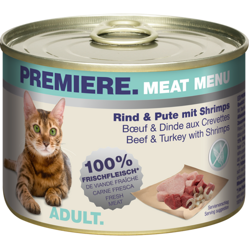 Premiere Cat Meat Menu adult Govedina,Ćuretina,Škampi 200g konzerva slika 1