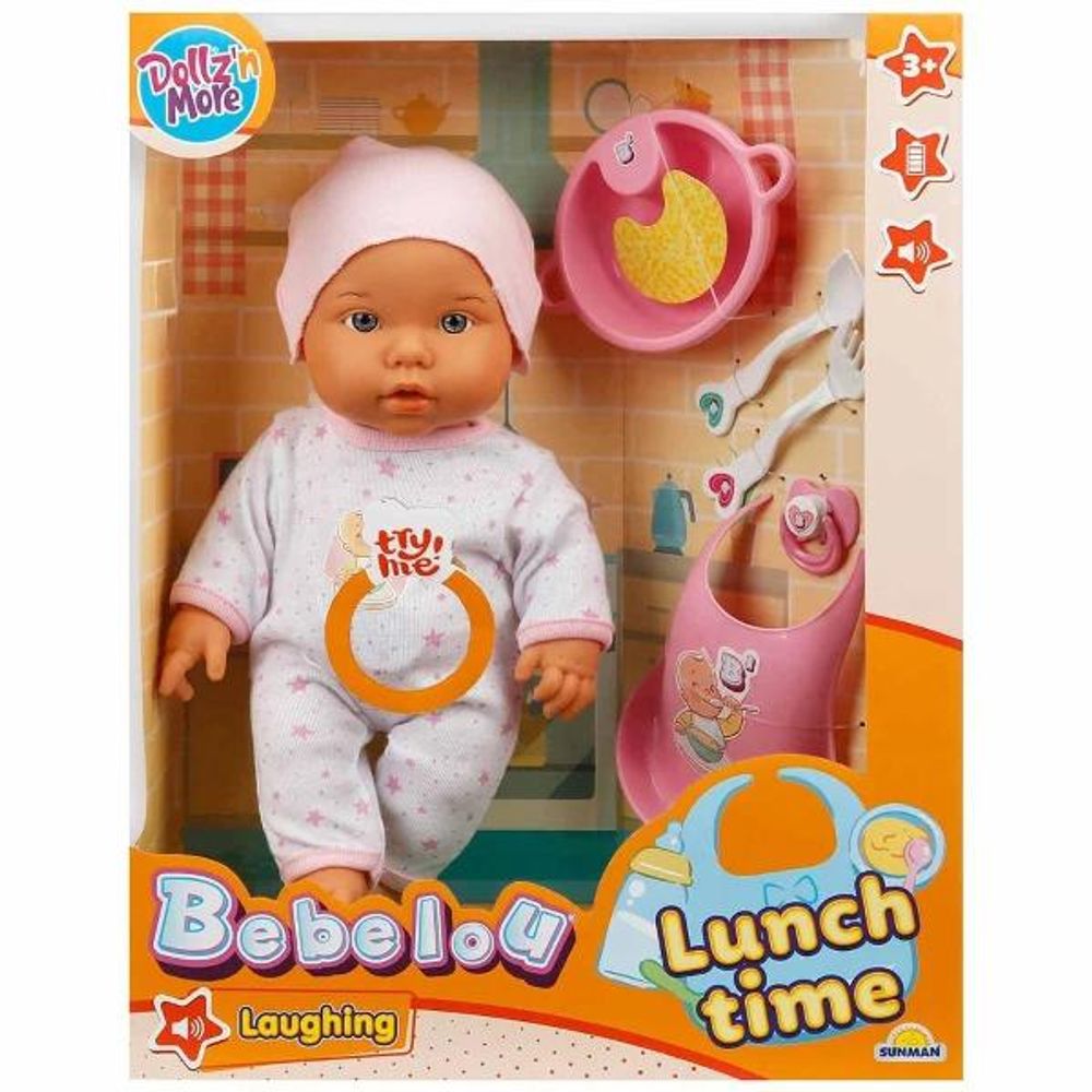 SUNMAN Bebelou Lutka sa zvučnim funkcijama Lunch Time 35cm, Sorto slika 4