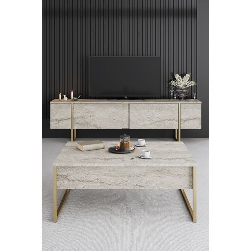 Luxe - Travertine, Gold TravertineGold TV Stand slika 3