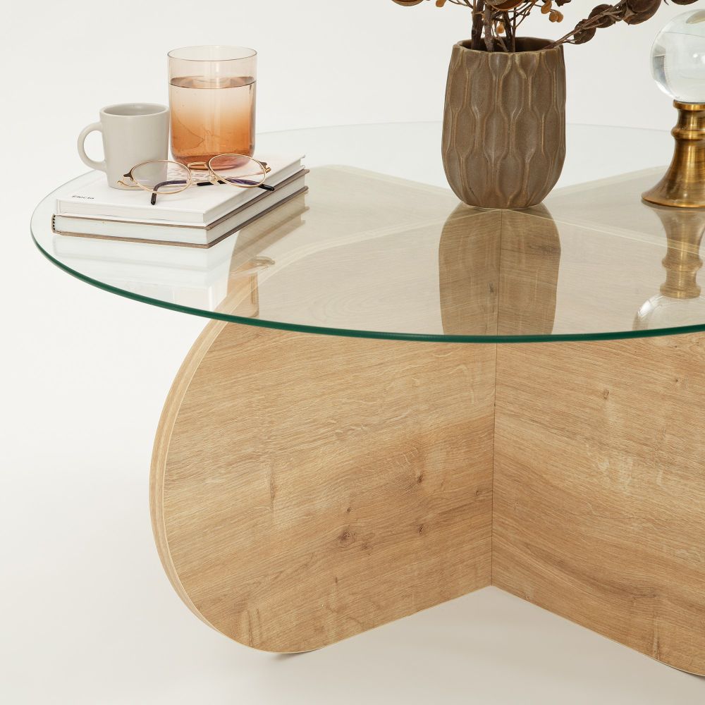 Stol za kafu 'Bubble - Sapphire Oak' sa staklenim vrhom slika 8