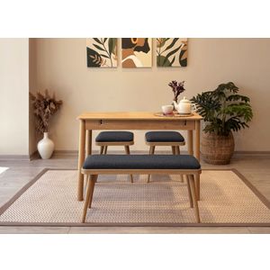 Vina Mini 04 1053 - Ekstenzibilni Trpezarijski Sto i Stolice Set (4 Komada) - Hrast, Antracit