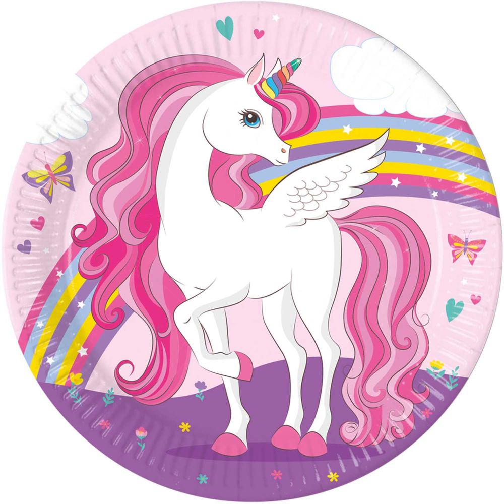 Papirni tanjir Unicorn Rainbow 23cm, 8kom slika 1