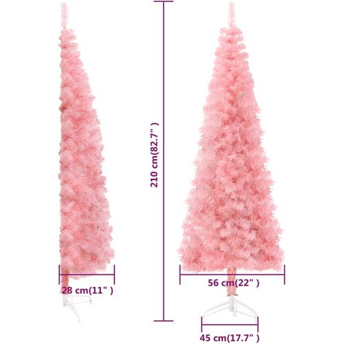 Tanka umjetna polovica božićnog drvca sa stalkom roza 210 cm slika 9