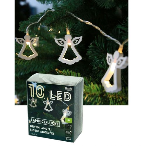 LED drveni anđeli 5.5x5 cm, 10 lampica, na baterije slika 1