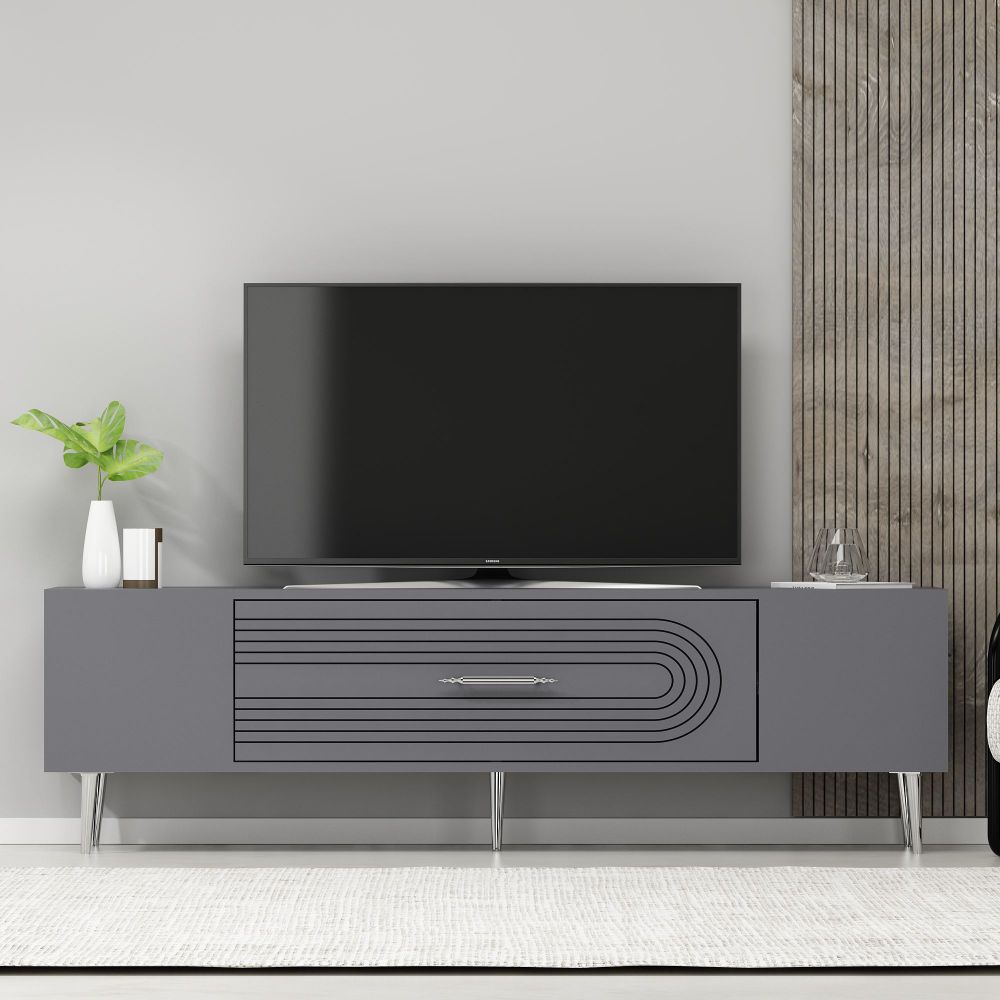 TV Stalak Dekol3 u Antracitnoj i Srebrnoj Boji slika 1