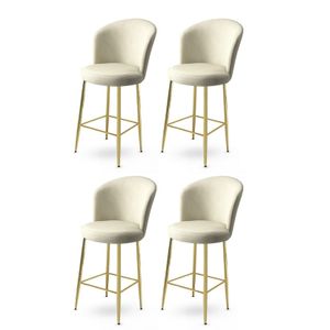 Fora - Cream, Gold Cream Gold Bar Stool Set (4 komada)