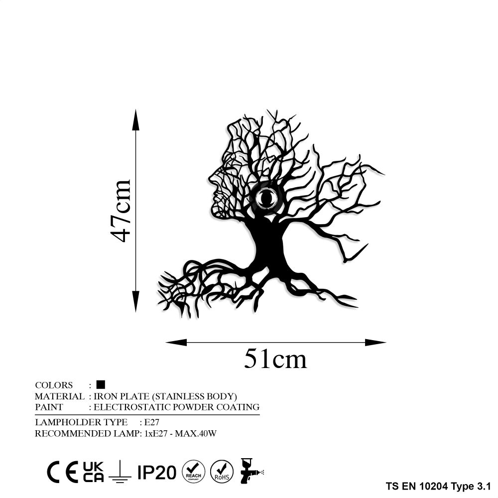 Zidna lampa 'Tree Man' u crnoj boji slika 8