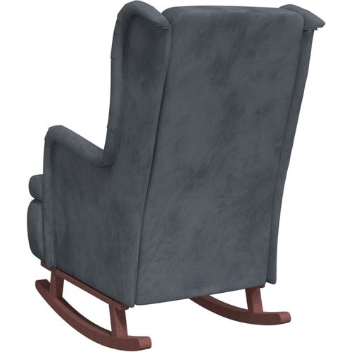 Fotelja s nogama za ljuljanje od kaučukovca tamnosiva baršun slika 21