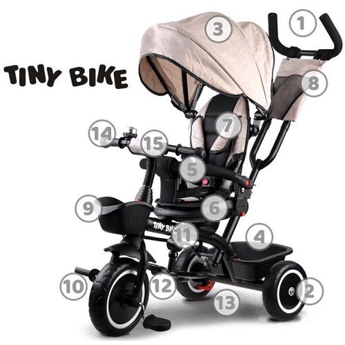 Tricikl Tiny bike 3 u 1 - Beige slika 3