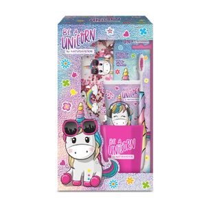 Naturaverde Kids Unicorn Set za oralnu higijenu (četkica + pasta + čaša + neseser) 