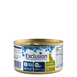 Exclusion Mediterraneo Monoprotein Formula, Sterilised, potpuna hrana za odrasle sterilizirane mačke, piletina, 85 g