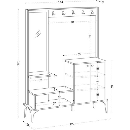 Andy Oak Hall Stand slika 5