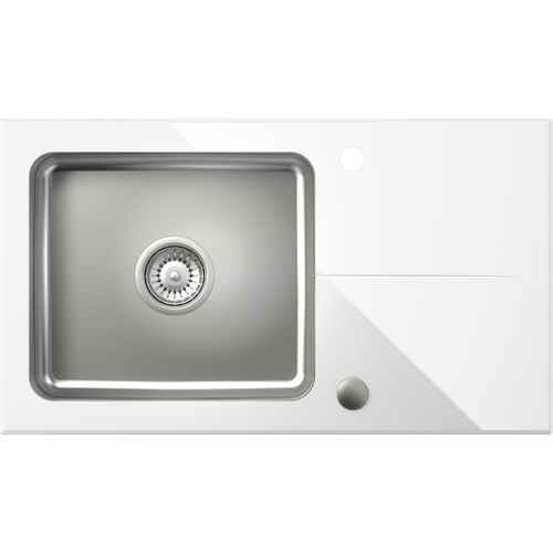 Quadron sudoper HUGH 111 bijelo staklo/čelik  slika 1