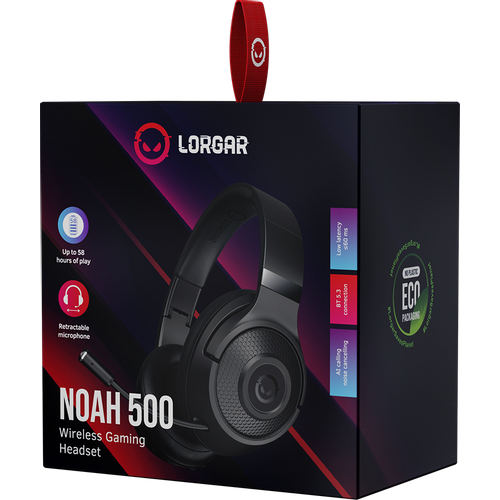 LORGAR Noah 500, Wireless Gaming headset with microphone, JL7006, BT 5.3, battery life up to 58 h (1000mAh), USB (C) charging cable (0.8m), 3.5 mm AUX cable (1.5m), size: 195*185*80mm, 0.24kg, black slika 5