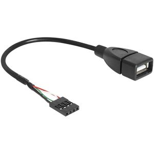 Delock USB kabel USB 2.0 4 polni konektor za stupove, USB-A utičnica 0.20 m crna UL certificiran 83291