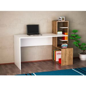 Woody Fashion Radni stol, Bijela boja Orah, Side - White, Walnut