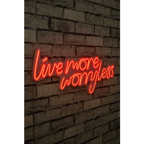 Wallity Ukrasna plastična LED rasvjeta, Live More Worry Less - Red slika 10