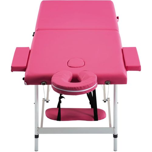 Sklopivi masažni stol s 2 zone aluminijski ružičasti slika 28
