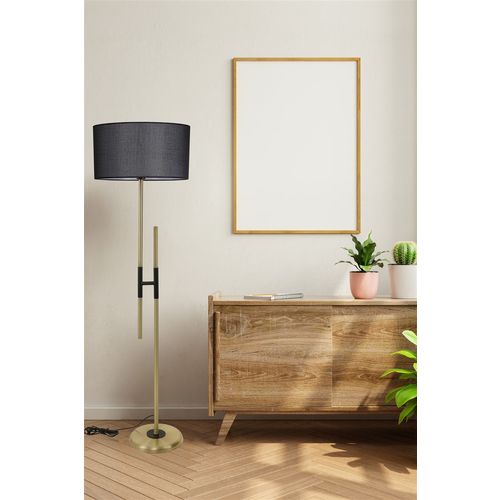 Felix Eskitme Lambader Silindir Hasır Siyah Abajurlu Black Floor Lamp slika 1