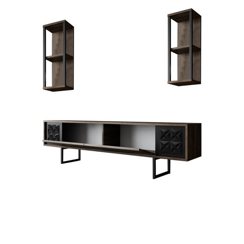 Woody Fashion Komoda za TV, Black Line - Walnut, Black slika 8