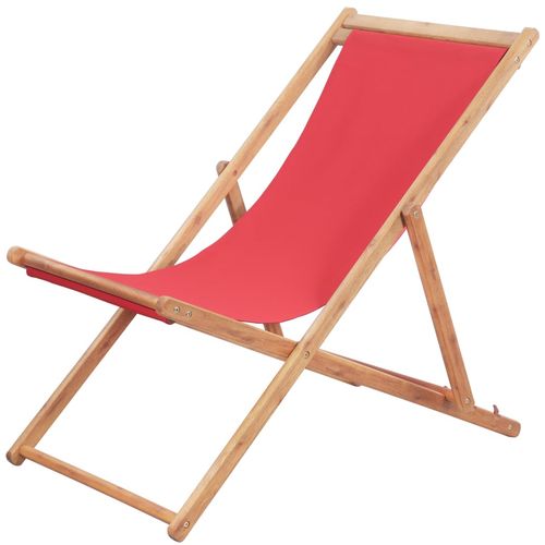 Sklopiva ležaljka za plažu od tkanine s drvenim okvirom crvena slika 27