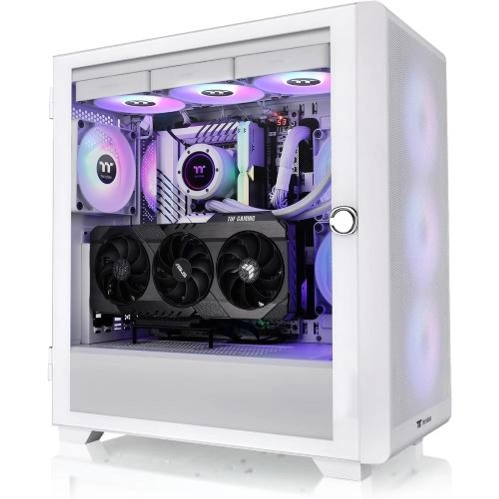 Thermaltake S250 TG ARGB SnowMid tower case, white,4x CT120 ARGB white fans slika 1