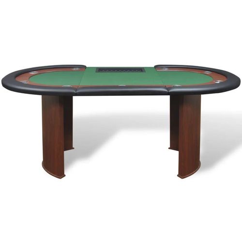 Stol za Poker za 10 Igrača s Prostorom za Djelitelja i Držačem Žetona Zeleni slika 8