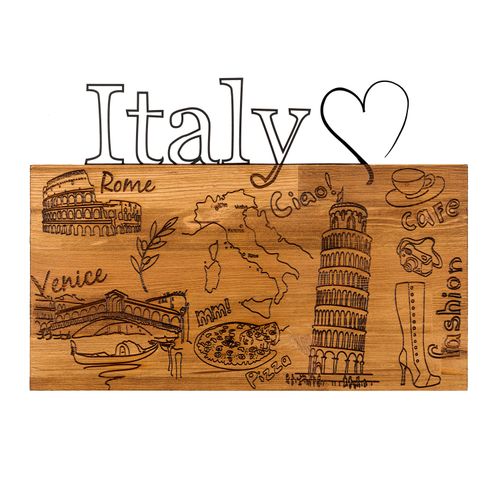 Wallity Drvena zidna dekoracija I Love You Italy slika 5