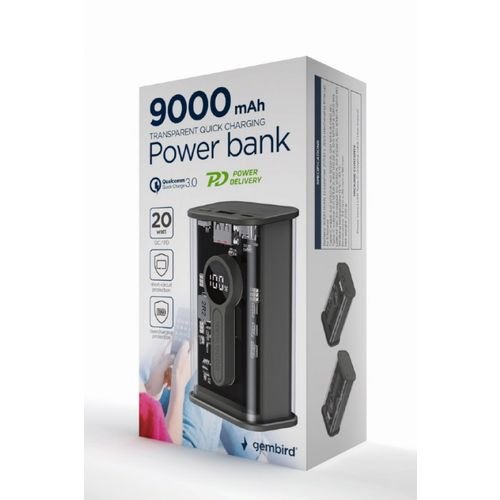 PB09-TQC3-01 Gembird power bank 9000 mAh, crni slika 2