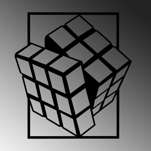 Wallity Rubik's Cube Black Decorative Metal Wall Accessory slika 4