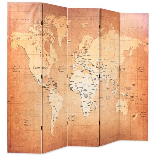 Sklopiva sobna pregrada s kartom svijeta 200 x 170 cm žuta slika 19