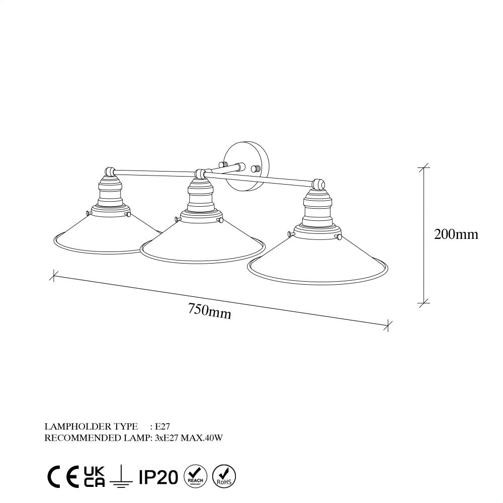 Conical - 12186 Zlatna Zidna Lampa slika 6