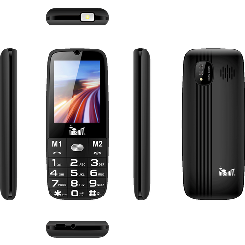 MeanIT Telefon mobilni, SOS tipka, LED svjetiljka - Senior 15, Crni slika 3