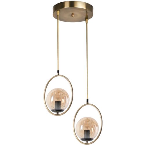 Ring 2 Li Tepsili Bal Camlı Eskitme Sarkıt Copper Chandelier slika 2