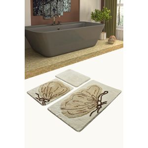 Koza - Ecru Multicolor Bathmat Set (3 Pieces)