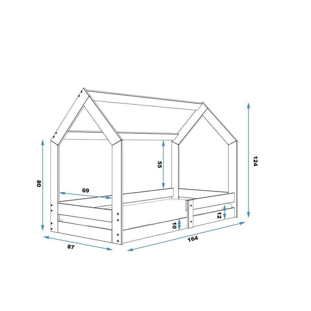 Drveni dječji krevet House 1 - 160x80cm - Bijeli slika 3