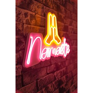 Wallity Ukrasna plastična LED rasvjeta, Namaste - Pink, Yellow