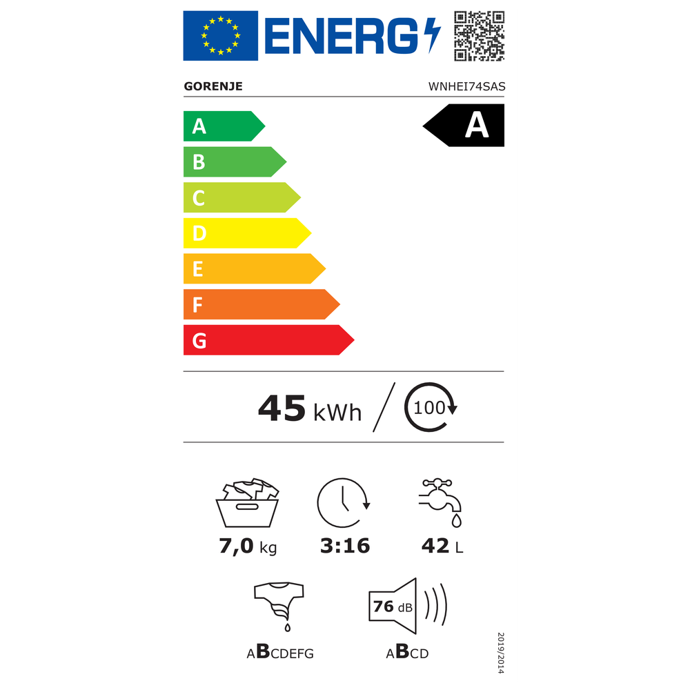 Gorenje perilica rublja WNHEI74SAS slika 2