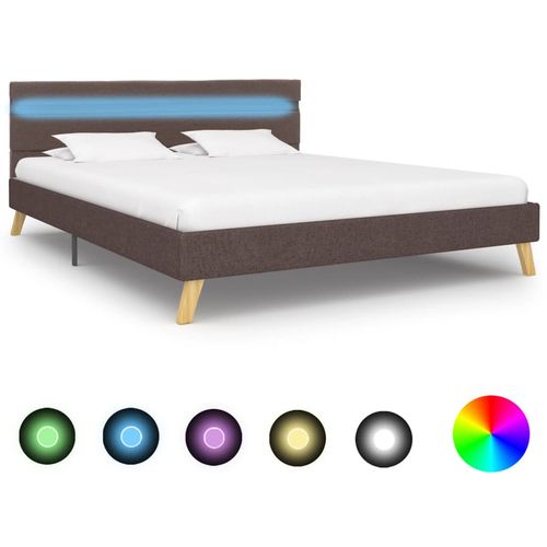 Okvir za krevet od tkanine s LED svjetlom bež 120 x 200 cm slika 37