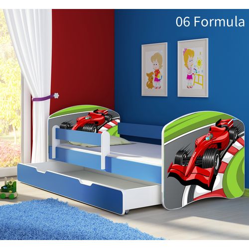 Dječji krevet ACMA s motivom, bočna plava + ladica 180x80 cm 06-formula-1 slika 1