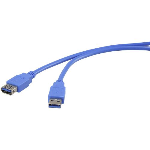 Renkforce USB kabel USB 3.2 gen. 1 (USB 3.0) USB-A utikač, USB-A utičnica 3.00 m plava boja pozlaćeni kontakti RF-4262130 slika 1