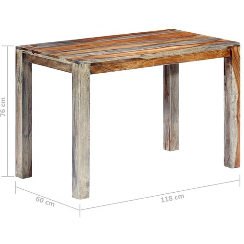 Blagovaonski stol sivi 118 x 60 x 76 cm od masivnog drva šišama slika 7